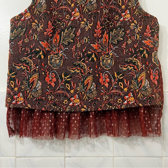 Anthropologie Eva Franco S Brown Jacquard Tulle Boho Feminine Sleeveless Top - Picture 6 of 16